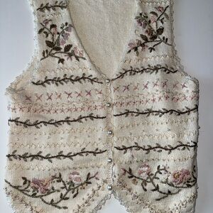 Floral Embroidered Knit Vest